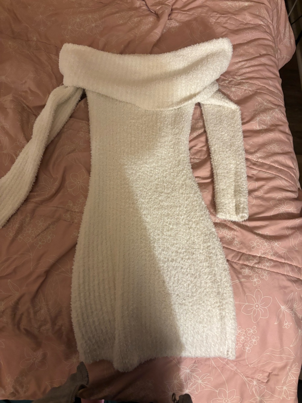 Cozy Cream Bouclé Sweater Dress